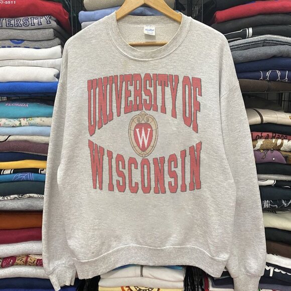 Vintage University of Wisconsin Badgers Football Sweatshirt, Retro NCAA Shirt - Picture 1 of 2